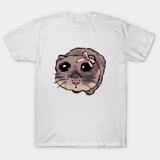 Mudwizard draws the sad hamster with pink bow ribbon meme / funny animal meme T-Shirt